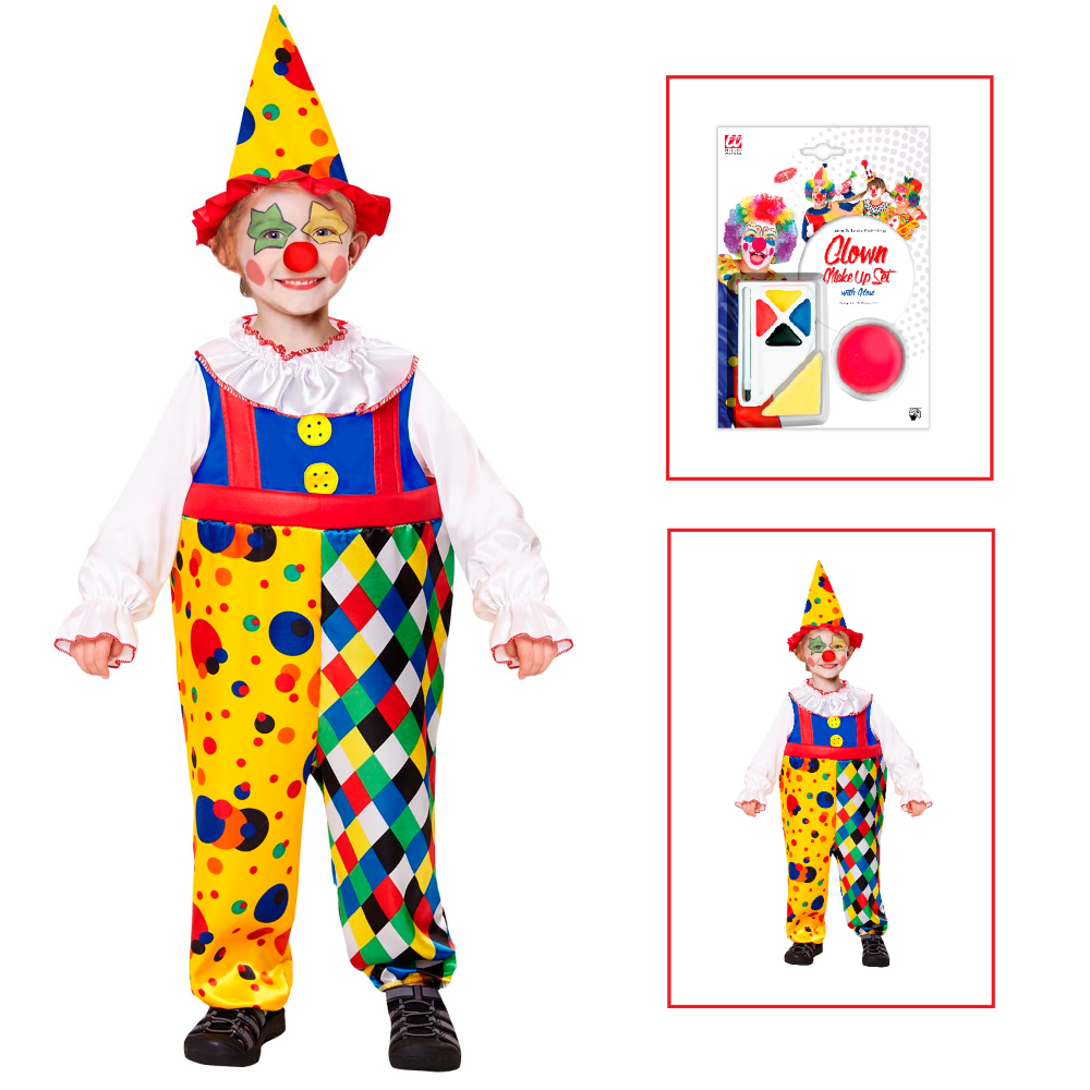 VESTITO COSTUME Maschera di CARNEVALE BIMBO - Pagliaccio Clown