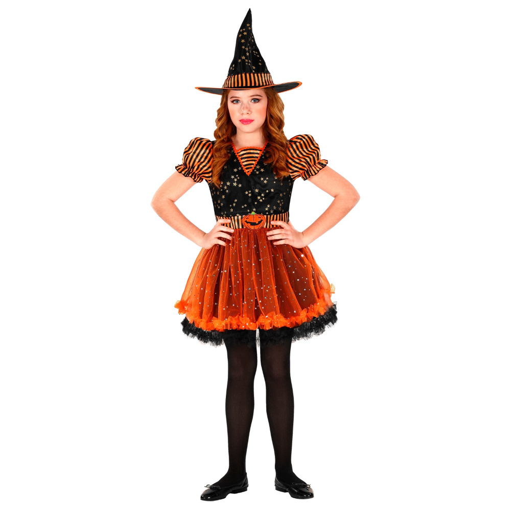 COSTUME VESTITO ABITO TRAVESTIMENTO CARNEVALE HALLOWEEN STREGA BAMBINA -  0181 (anni 04/05)