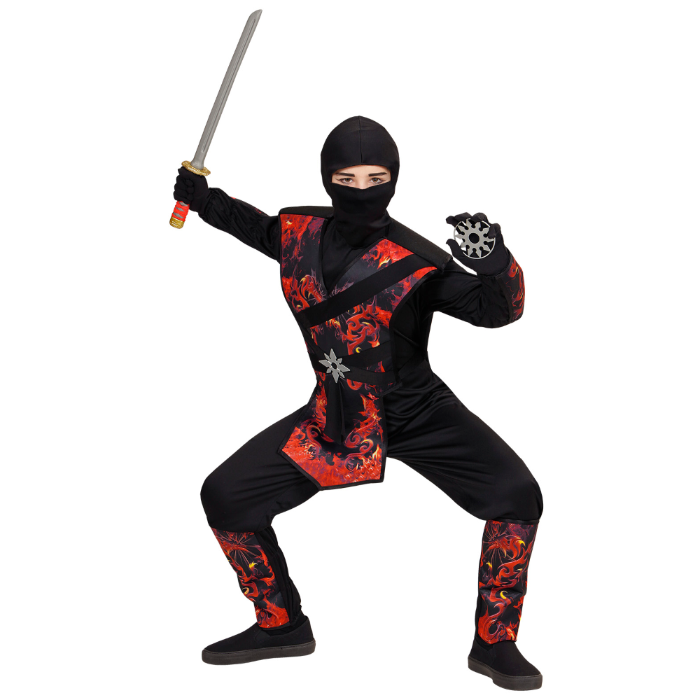 Costume da Ninja Rosso da bambino per Halloween e Carnevale, 5-7 anni